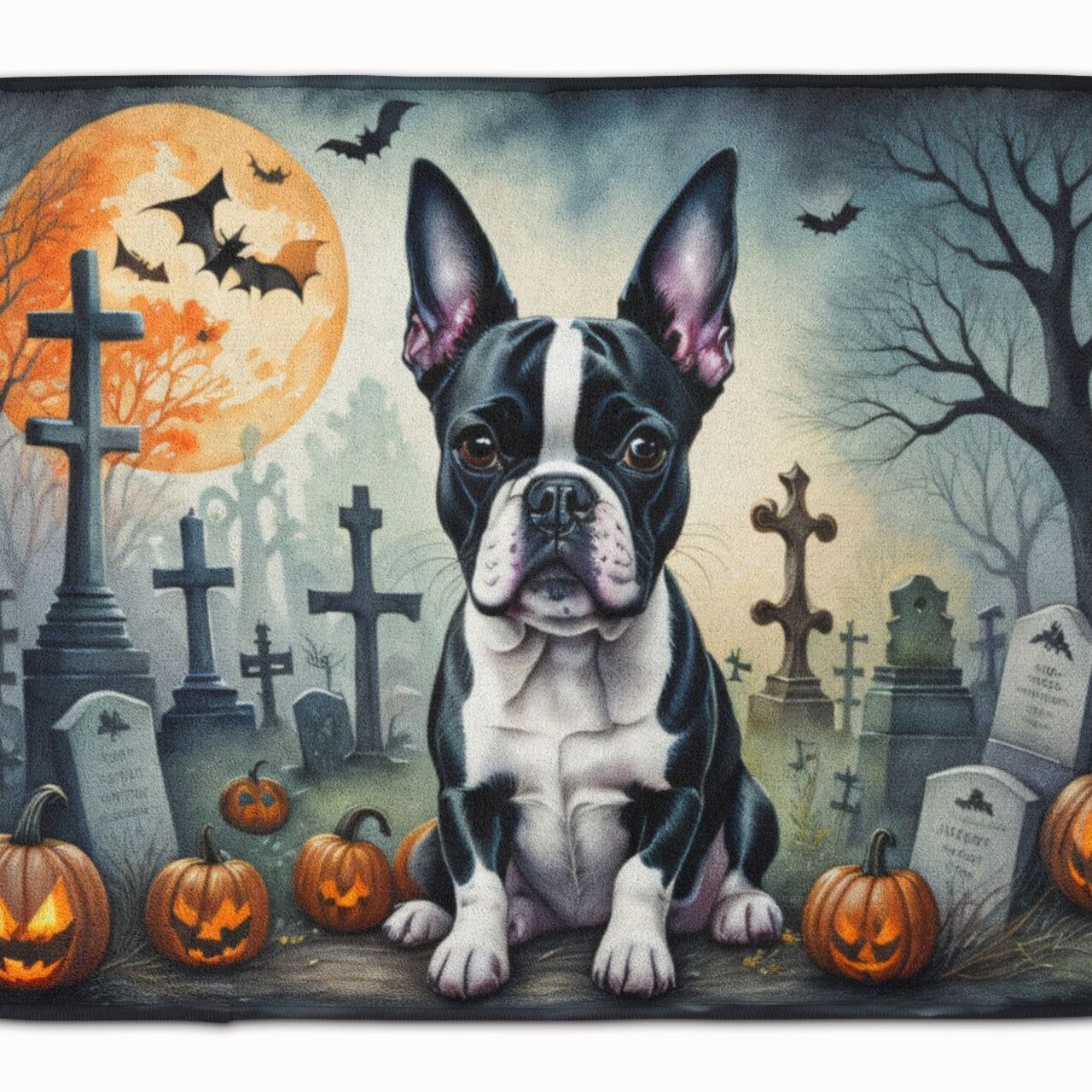 Edge Collections - 19" X 27" - Black - Spooky Halloween Memory Foam Mat - 1 Piece